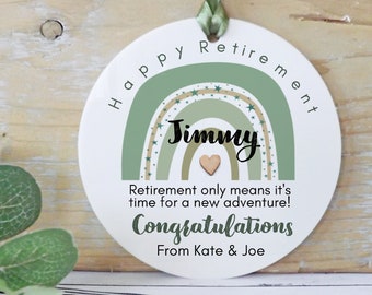 Personalised Retirement Gift: Green Rainbow Hanging Decoration