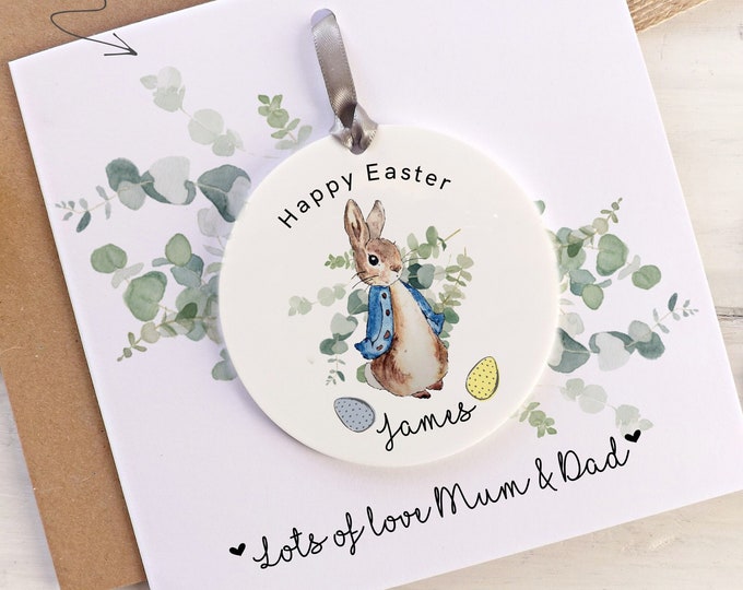 Personalised Easter Card, Peter Rabbit Easter Card, First Easter Gift,Easter Decoration, Spring Decor,