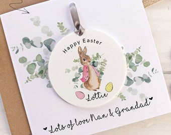 Personalised Easter Card, Peter Rabbit Easter gift, Easter Decoration, First Easter Keepsake, Girl Easter Gift