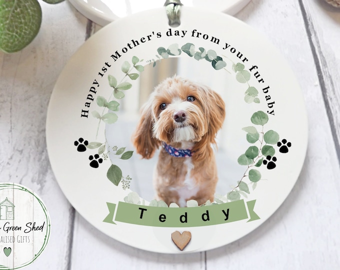 1st Mother's Day From The Dog, Dog Mum Keepsake,  Personalised Dog Photo Gift,