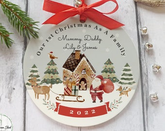Personalised Family of 3, 4, 5 First Christmas Ornament: Acrylic Keepsake