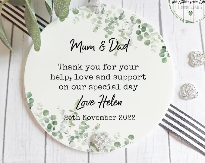 Parents of the Bride or Groom, Personalised Keepsake, Acrylic Plaque, Giftbag Option