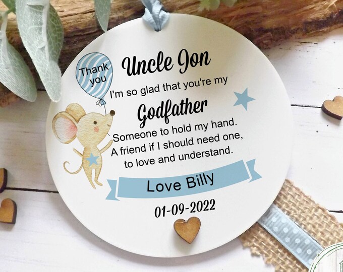 Godparent Gift, Thank you Gift, Godfather, Godparent Gift, Goddaughter, Godson Gift, Baptism, Christening, Dedication Gift