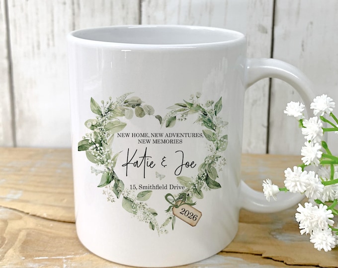 Personalised New Home Ceramic Mug, Housewarming Gift, Couples Keepsake