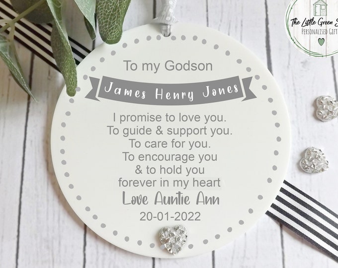 Personalised Godson Goddaughter Christening Keepsake Plaque