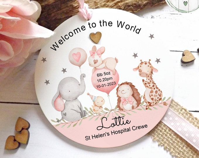 Baby Arrival Sign, Welcome to the World Keepsake, Daughter, Granddaughter, Niece, Cousin Name Plaque, Birth Gift,