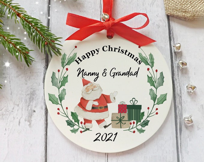Personalised Grandparents Christmas Tree Decoration.