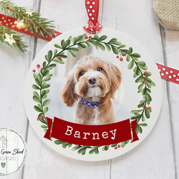 Personalised Dog Christmas bauble, Pet Christmas tree decoration, Personalised Christmas ornament