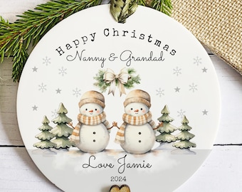 Personalised Nanny & Grandad Christmas Bauble: Grandparents Keepsake Decoration