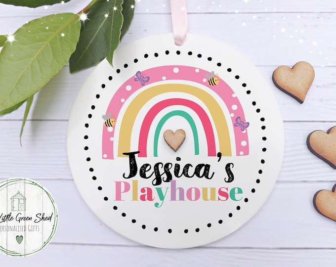 Personalised Girls Playhouse Sign Outdoor Garden Sign For A Girl  Room Decor Children's Birthday Gift Den Hut Sign Waterproof
