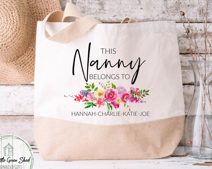 Personalised  Nanny Gift, Tote bag, Shopper bag, Nanny Birthday Gift, Gift for her, Grandmother Gift,Mother's day gift