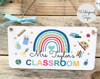 Personalised Teacher Door Sign, Custom Classroom Decor, Teacher Name Sign, Back to School Gift, Classroom Wall Art