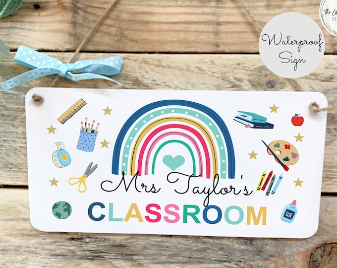 Personalised Teacher Door Sign, Custom Classroom Decor, Teacher Name Sign, Back to School Gift, Classroom Wall Art