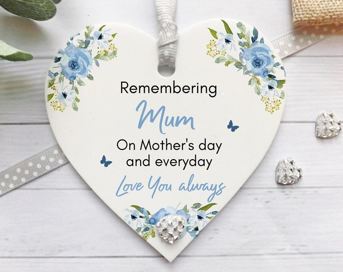 Mother's Day Remembrance Gift, Memorial Mum Gift, Personalised Mothers Day Gift, Hanging Heart, Plaque, Gifts