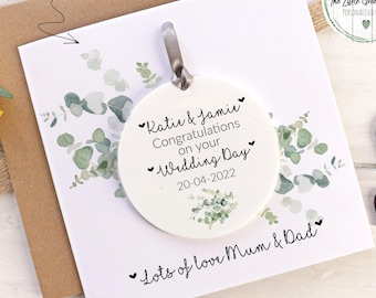 Personalised Wedding Card, Wedding Day Gift, Newlyweds Card, Wedding Keepsake Card, Mr And Mrs Gift, Hanging Acrylic Keepsake, Couples Gift