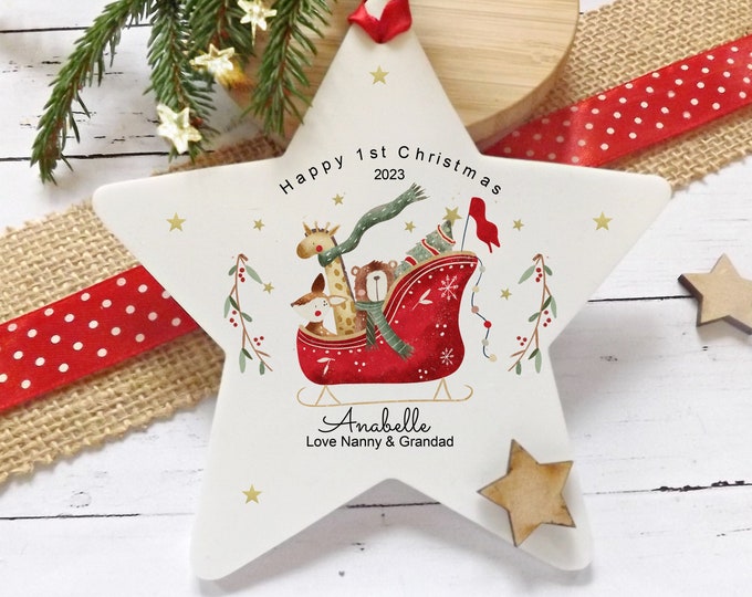 Personalised Baby's 1st Christmas Ornament, Baby Keepsake, Christmas Star, Baby's First Christmas Decoration, New Baby Christmas Gift,