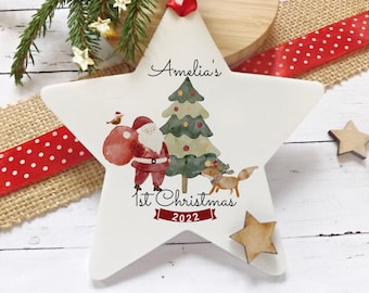 First Christmas, Grandchild 1st Christmas bauble, Granddaughter Grandson Keepsake, Xmas Tree Decoration, Personalised Hanging Decoration