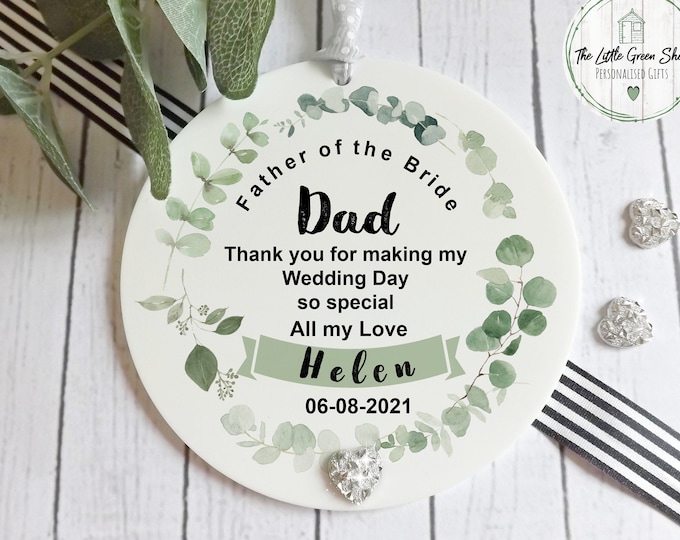 Father Of The Bride Or Mother Of The Bride Wedding Gift, Personalised Keepsake,