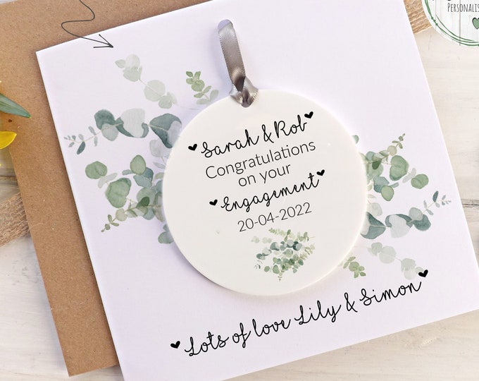 Personalised Engagement Gift, Engagement Keepsake Card, Engagement Ornament, Congratulations Gift,