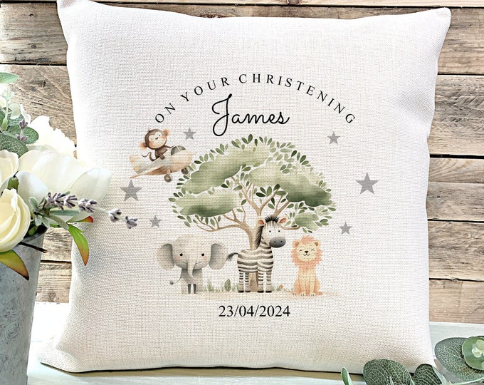 Personalised Christening Gift - Christening Cushion - Baptism Gift - Godchild Gift - Boy Gift - Girl Gift