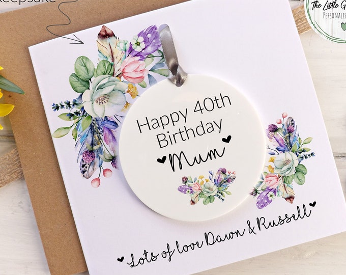 Birthday Card, Any Age Card, Personalised Card, Gift For Her, Detachable Keepsake Card,