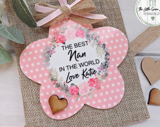 Nanny Gift, Personalised Keepsake, Mother's Day Gift, Mum Gift, Hanging Plaque, 12cm