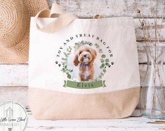 Personalised Dog Bag, Dog, Cat Toy Bag, Jute Tote Bag, Personalised Pet Gift,