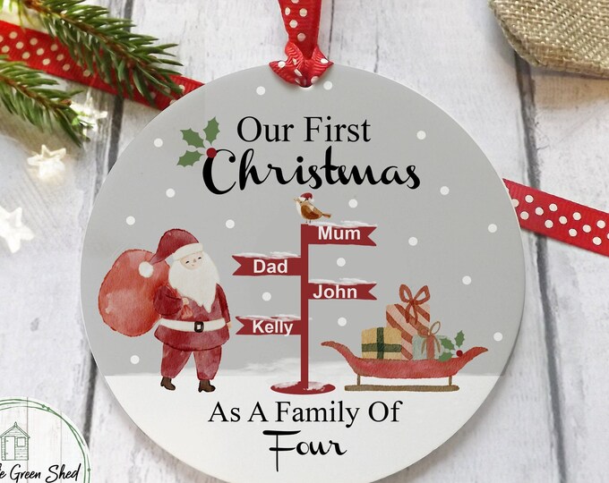 First Christmas as a Family of 3, 4, 5  Decoration, Family Keepsake, Christmas Bauble, Acrylic Gift, Baby's First Christmas Decoration,