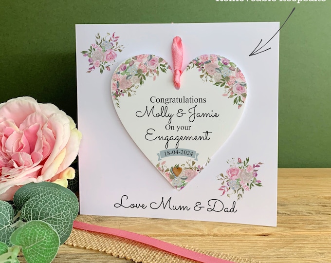 Engagement Card, Personalised Engagement Gift, Engagement Keepsake Card, Couples Card, Acrylic Keepsake.