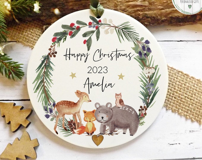 Christmas keepsake, Christmas Ornament, Any Relation, Woodland Animals, Hanging Decoration Gift, Acrylic Keepsake WITH GIFTBAG