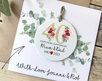 Ruby 40th Wedding Anniversary Card, 40th Anniversary gift, 40 years Married Gift, Parents Anniversary, 40th Wedding Gift, Ruby Gifts,