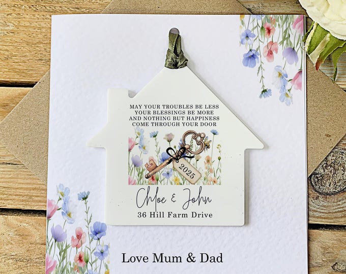 Personalised New Home Keepsake Card New Home Gift Congratulations Card Happy New Home Card For Friends Wildflowers Housewarming Keepsake