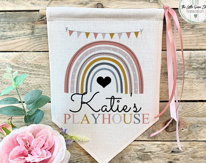 Playhouse Sign, Kids Playhouse Sign, Den Sign, Playhouse Flag, Children's Room Decor, Birthday Gift, Flag