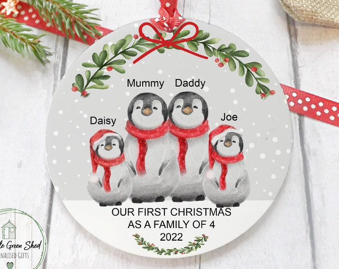 Personalised 1st Christmas as a Family of 3 4 5, New Family, Combined Family, First Christmas Keepsake, Tree Decoration. WITH GIFTBAG