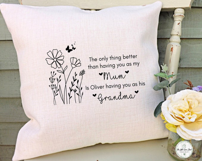 Personalised Mum Cushion, Grandchild Nan Gift, Grandma Gifts, Mothers Day Gifts, Mum Gifts