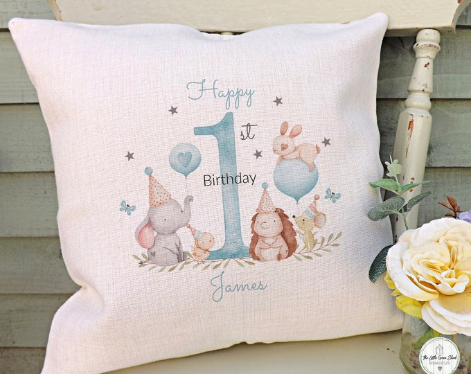 Personalised First Birthday Gift, Boys Baby Gifts, Nephew gift, Son Gift, Grandson Birthday, Nursery Cushion, 1st Birthday Present,