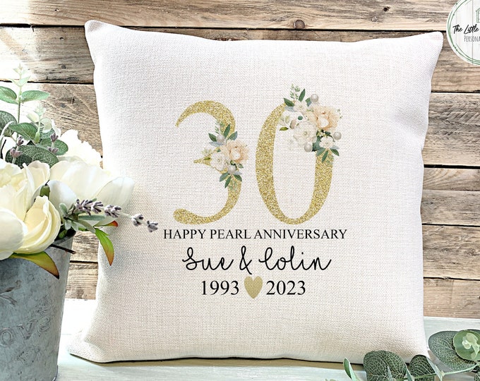 30th Pearl Wedding Anniversary Gift, 30th Anniversary gift, Wedding Gift, Gift for Couples, Anniversary Cushion, 30 Years Married