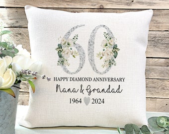 Diamond Wedding Anniversary Gift, 60th Anniversary gift, Wedding Gift, Gift for Couples, Anniversary Cushion,