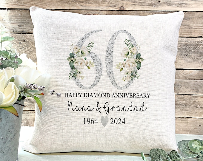 Diamond Wedding Anniversary Gift, 60th Anniversary gift, Wedding Gift, Gift for Couples, Anniversary Cushion,