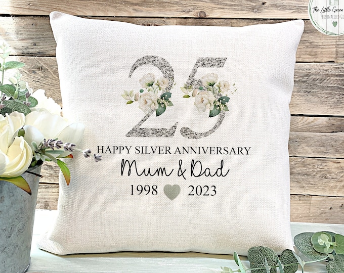 25th Wedding Anniversary Gift, 25th Anniversary Cushion, Silver Wedding Anniversary Gift, 25 years Married gift, 25 Years Married