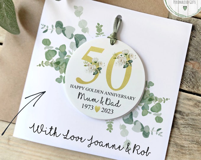 Golden Wedding Anniversary Card, 50th Anniversary gift, Gift for  couples, Anniversary card
