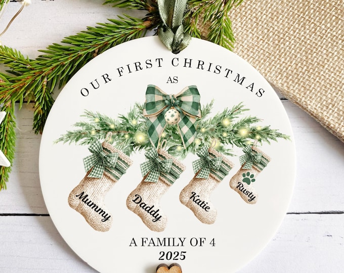 First Christmas as a Family of 3, 4, 5  Decoration, Family Keepsake, Christmas Bauble, Acrylic Gift, Baby's First Christmas Decoration,