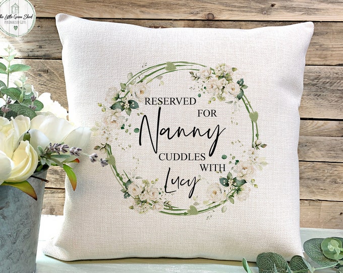 Personalised Nanny Cushion, Cuddles With Cushion, Linen Cushion, Grandma Gifts, Mothers Day Gifts, Mum Gifts, Pillow,