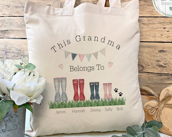 Grandma Tote Bag, Shopping Bag, Mother's Day Gift, Book Bag, Nanny Gift, Mum Gift, Birthday Gift, Personalised Bag