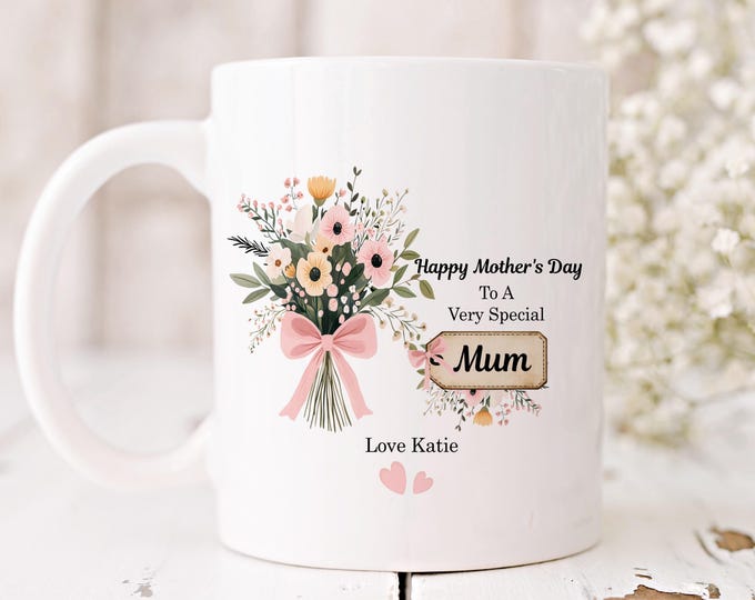 Personalised Mother’s Day Mug for Mum, Handmade Ceramic Gift, Present for Mum or Gran, Gift From Grandkids
