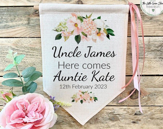 Wedding Flag, Uncle Here Comes Auntie, Personalised Wedding Sign, Wedding Prop,