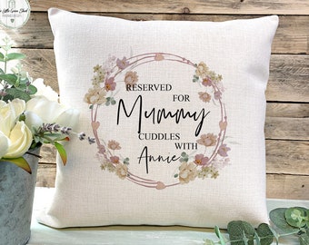 Personalised Mummy Cuddles With Cushion, Linen Cushion, Grandma Gifts, Mothers Day Gifts, Mum Gifts, Pillow,