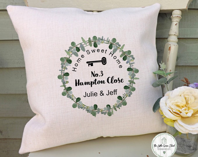 Personalised New Home Gift, Personalised Cushion, Housewarming Gift, 1st Home Gift, Housewarming Gift.