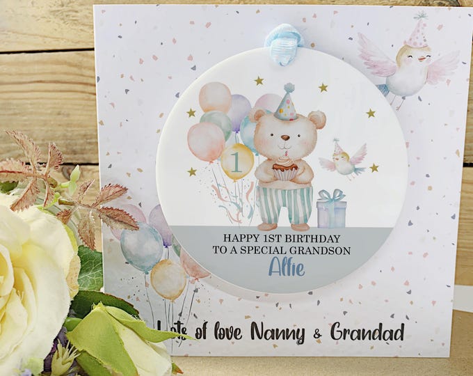 Personalised 1st Birthday Keepsake Card Son, Grandson, Nephew, Any Age, Any Relation Greeting Card, Birthday gift