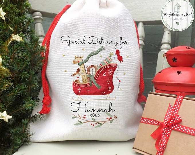Personalised Santa Sack, Christmas Present Sack, Special Delivery Sack, Christmas Stocking, Child's 1st Christmas Sack, Christmas Eve Bag,